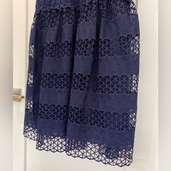 GUESS Navy Blue Lace Fit and Flare Dress Size 12 - Picture 8 of 17